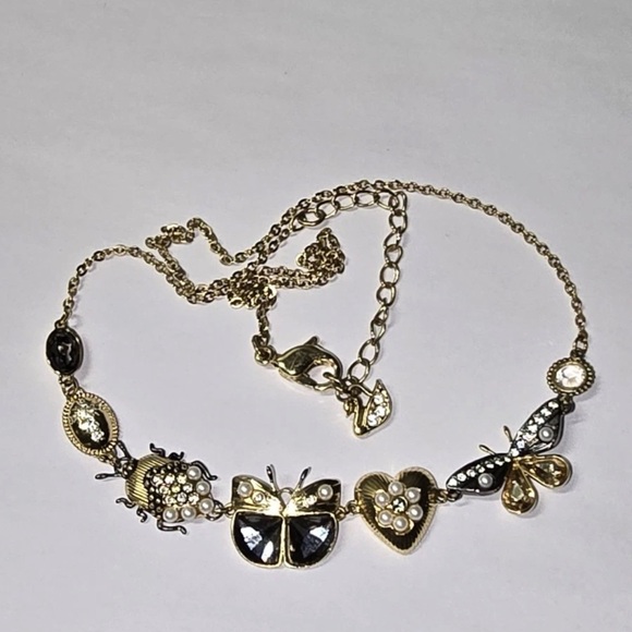 Swarovski Jewelry - Swarovski Butterfly Gold Charm Necklace Swarovski Crystals 17in Adjustable